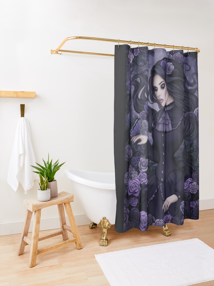 Alternate view of Shadowy Rose Shower Curtain