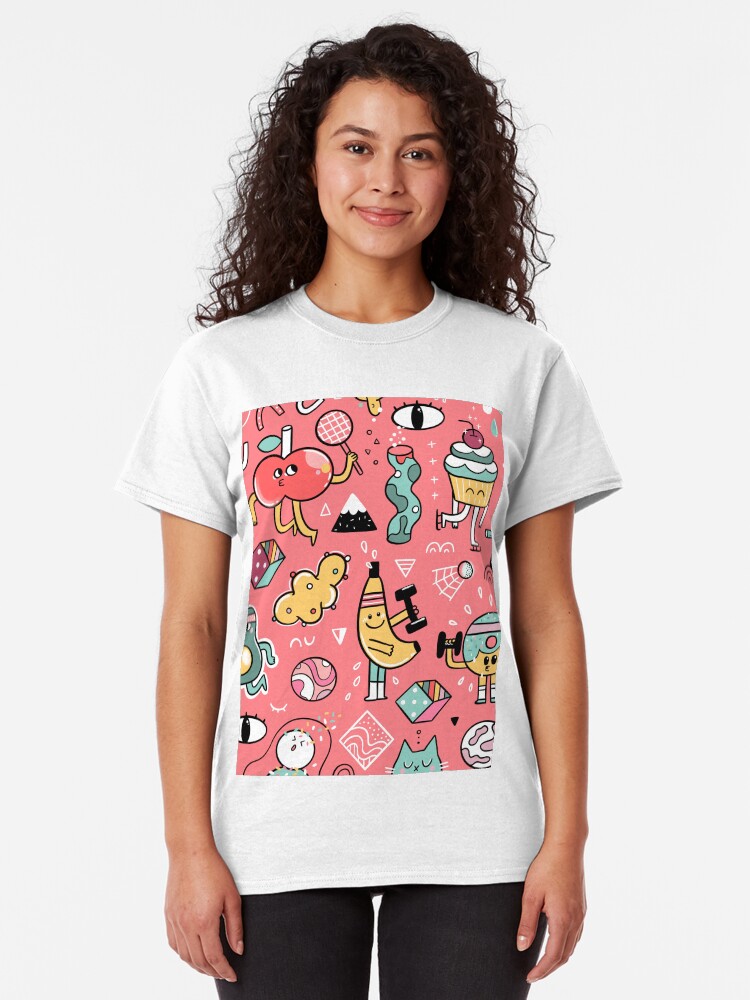 Alternate view of Funny crazy avocado, banana, ice cream, apple, cat, cupcake. Fitness food. Classic T-Shirt