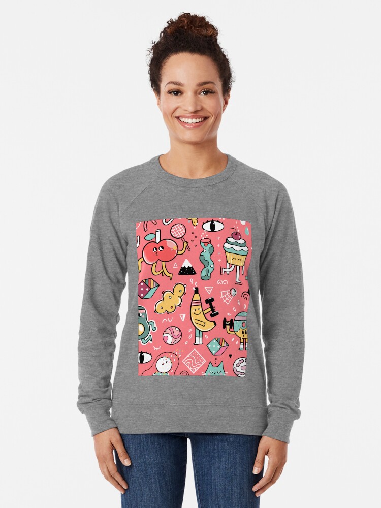 Alternate view of Funny crazy avocado, banana, ice cream, apple, cat, cupcake. Fitness food. Lightweight Sweatshirt