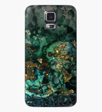 Gold Indigo Malachit Marmor Hülle & Klebefolie für Samsung Galaxy