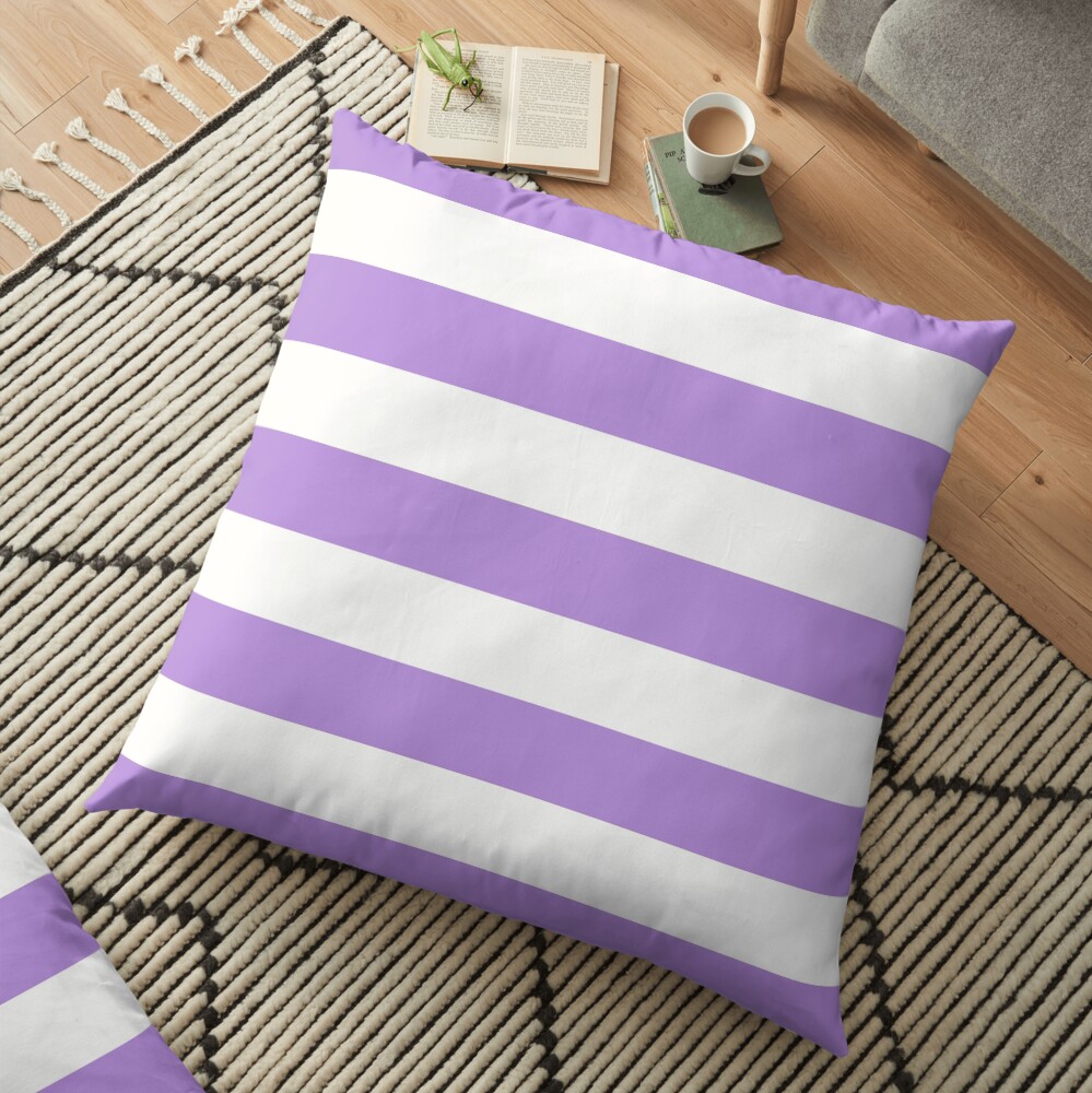 Stripes (Parallel Lines) - Purple White Floor Pillow