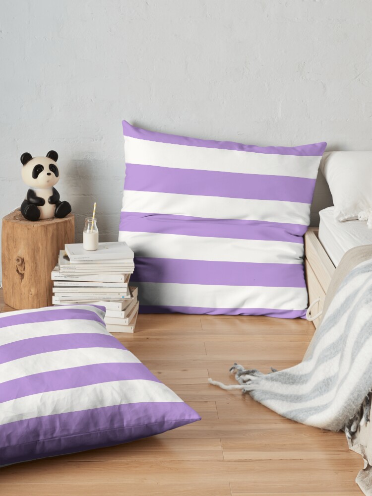 Alternate view of Stripes (Parallel Lines) - Purple White Floor Pillow