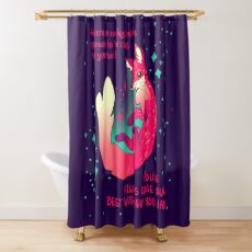 "There is no legitimate reason to be cruel to yourself" Space Fox Shower Curtain