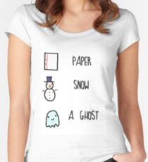 Camiseta entallada de cuello ancho Papel, nieve, un fantasma !!