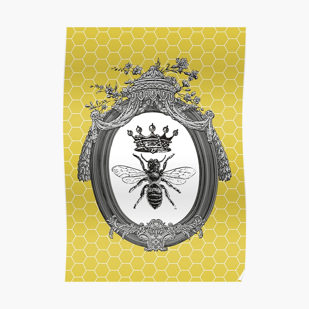 Queen Bee | Vintage Honey Bees | Honeycomb Patterns | Poster