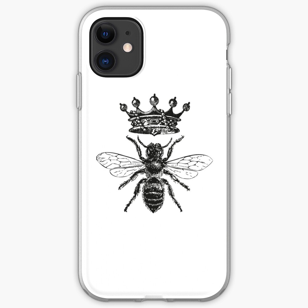 Queen Bee | Vintage Honey Bees | Black and White | iPhone Soft Case