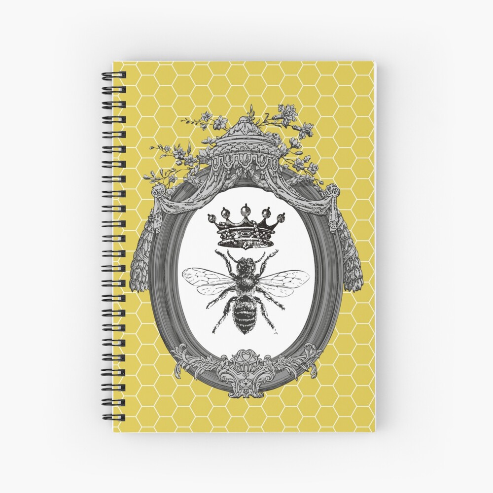 Queen Bee | Vintage Honey Bees | Honeycomb Patterns | Spiral Notebook