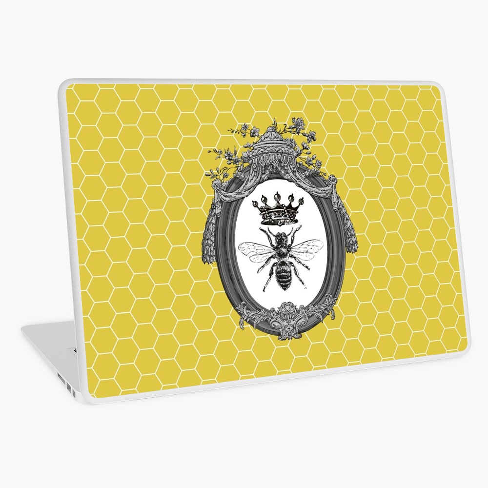 Queen Bee | Vintage Honey Bees | Honeycomb Patterns | Laptop Skin