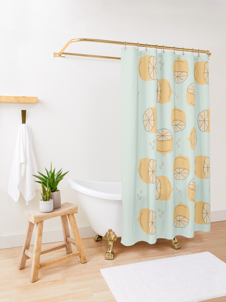 Alternate view of Lemon Pattern Illustration Shower Curtain