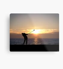 Playing Golf At Sunset Metal Print