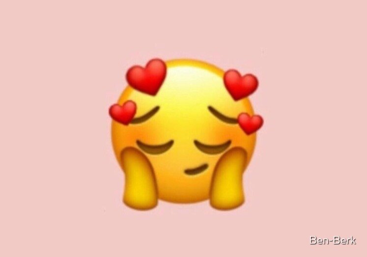 Cute Smooshy Heart Face Emoji By Ben Berk Redbubble