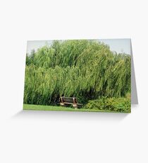 Bench By The Weeping Willow Greeting Card