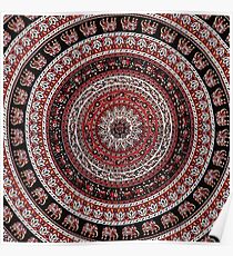 Tapestry Elephant Red Background Poster