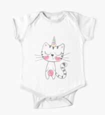 Caticorn Unicorn Cat Kittycorn Mädchen Frauen Regenbogen Baby Body Kurzarm