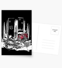 Old Fashioned Bike with Red Flowers Postcards