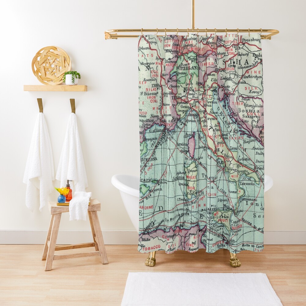 Vintage Italy Map Shower Curtain
