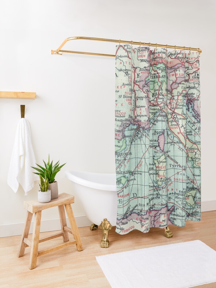 Alternate view of Vintage Italy Map Shower Curtain