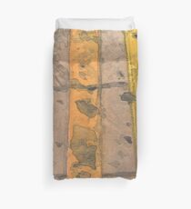 yellow edge of nyc subway platform Duvet Cover