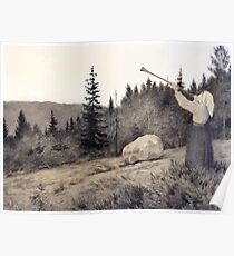 Theodor Kittelsen Op under Fjeldet toner en Lur Poster