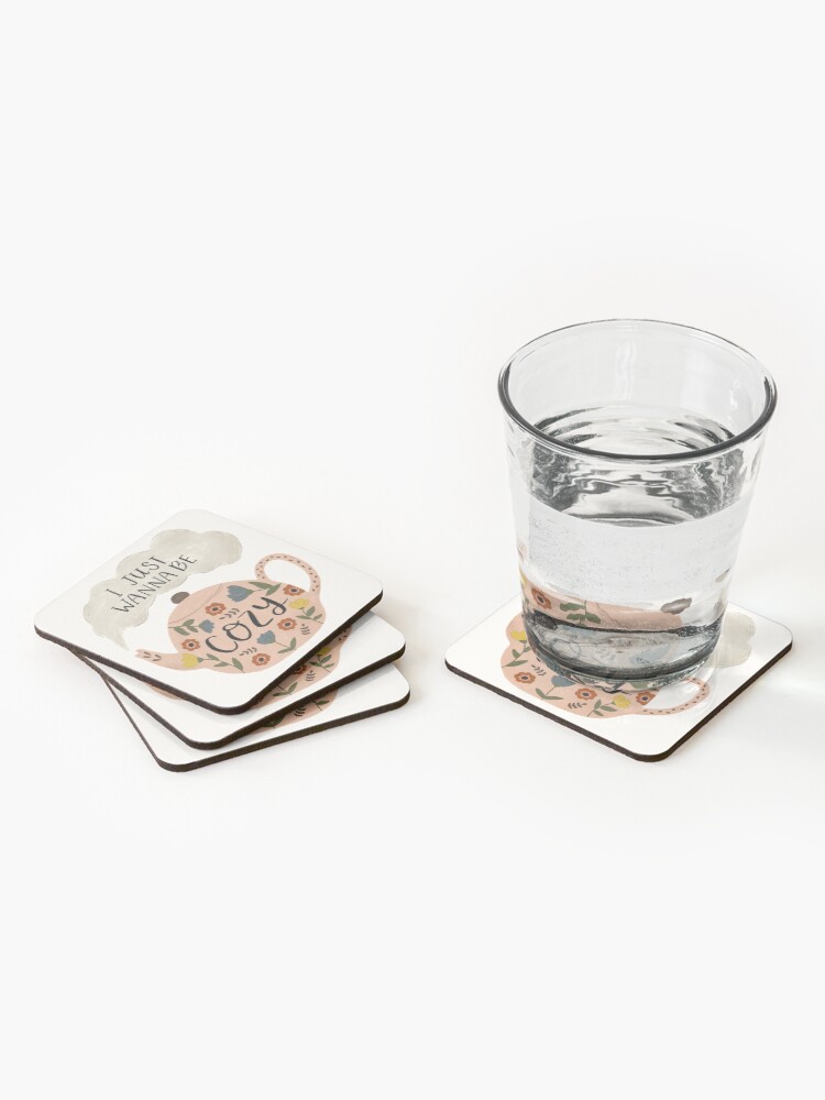 Alternate view of 'I Just Wanna Be Cozy' Floral Teapot Coasters (Set of 4)