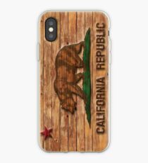 Vinilo o funda para iPhone Angustiados, bandera de california, madera, mirar