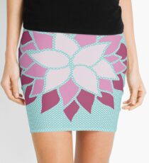 Modern Chic Baby Blue Polka Dots Flower Mini Skirt