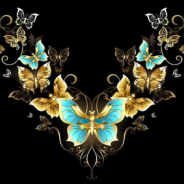 Symmetrical Pattern of Golden Butterflies ( Gold butterflies ) |  Photographic Print