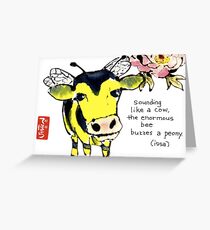 Cow Bee Greeting Card