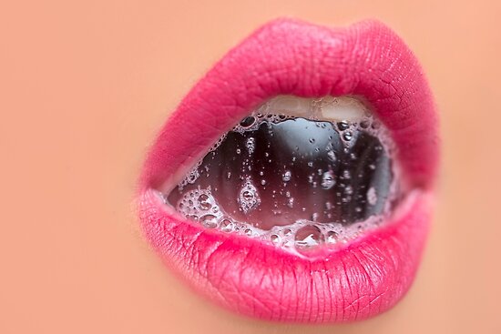 "female lips with a bubble of saliva" Poster by Tverdokhlib | Redbubble