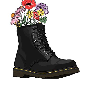 Artwork thumbnail, flowers growing from doc marten boot by savebeesplease