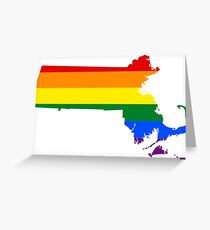 LGBT Flag Map of Massachusetts Greeting Card