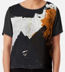 Minimal Orange on Black Chiffon Top