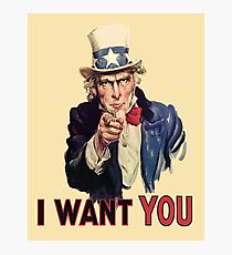 Lámina fotográfica ¡TÍO SAM, Americana, América, te quiero! Tío Sam te quiere. Cartel de Reclutamiento, Estados Unidos,