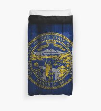 Nebraska State Flag (wood look) Duvet Cover