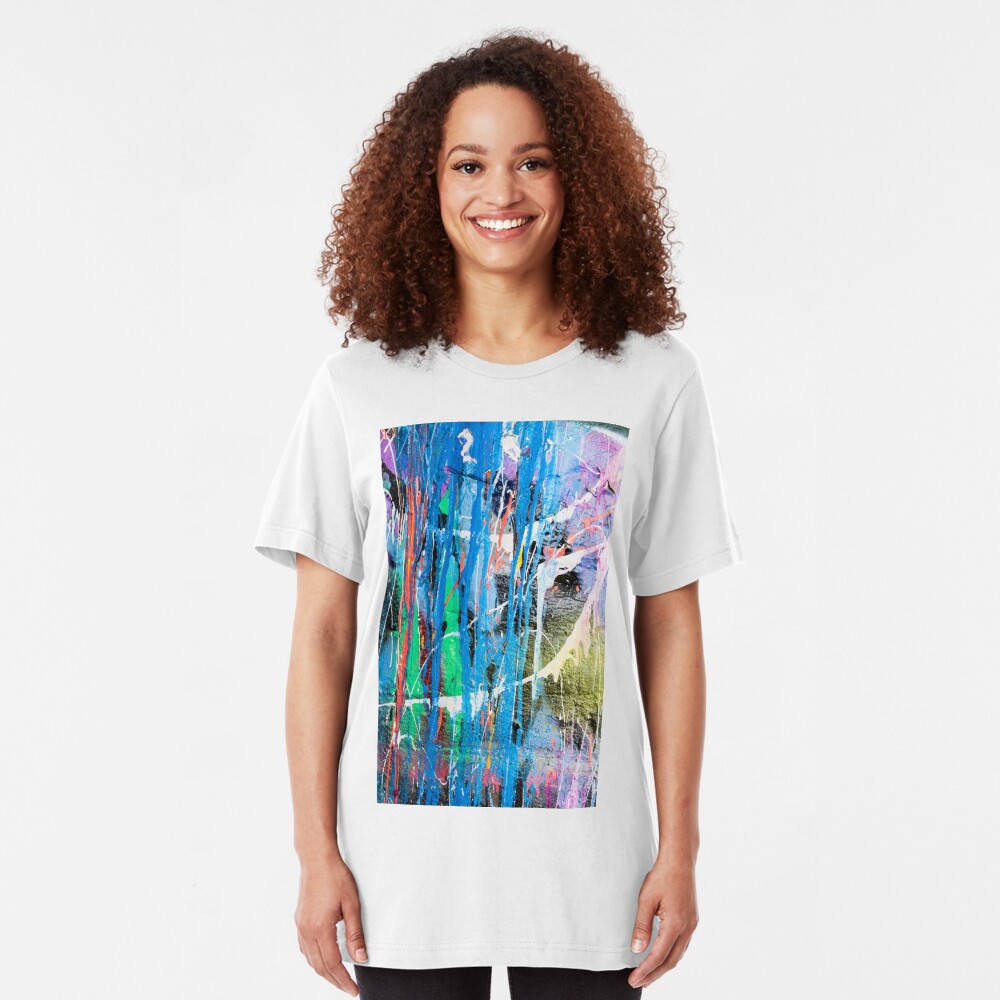 Dripping paint graffiti wall Slim Fit T-Shirt