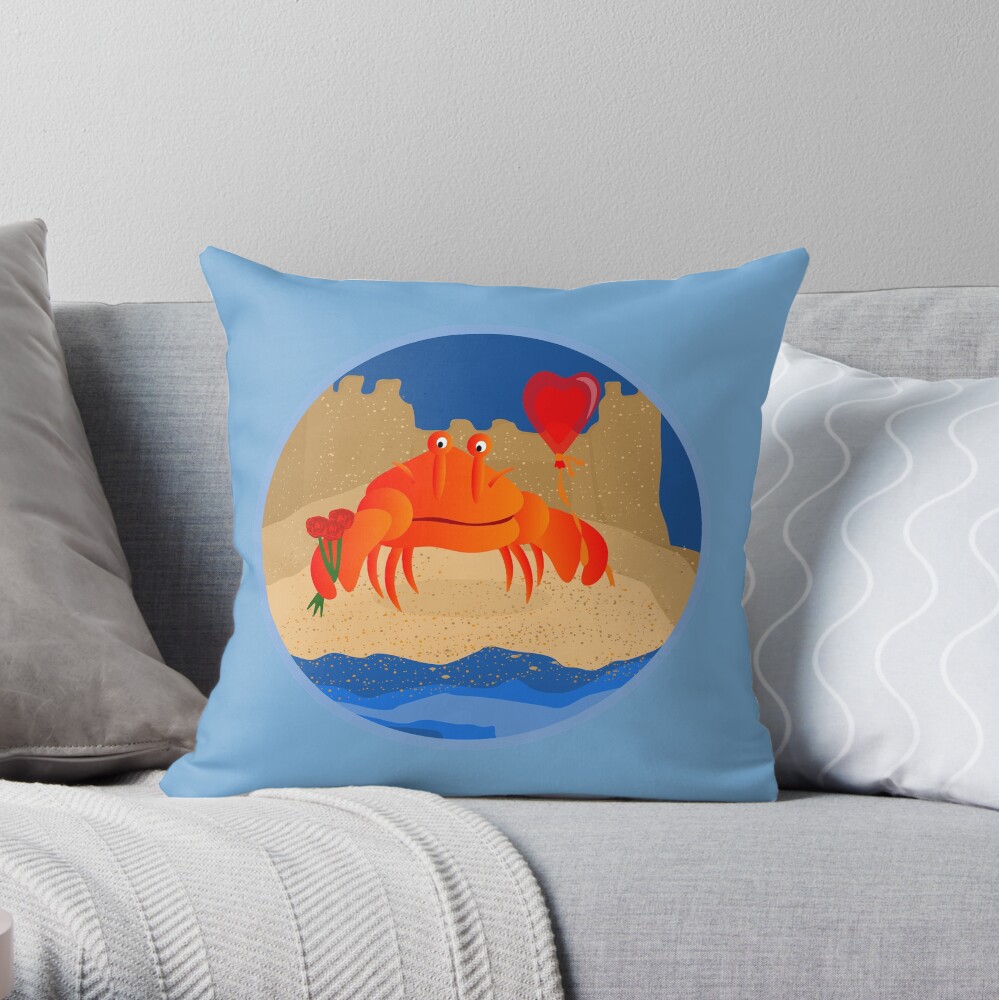 Crabby Valentine Throw Pillow