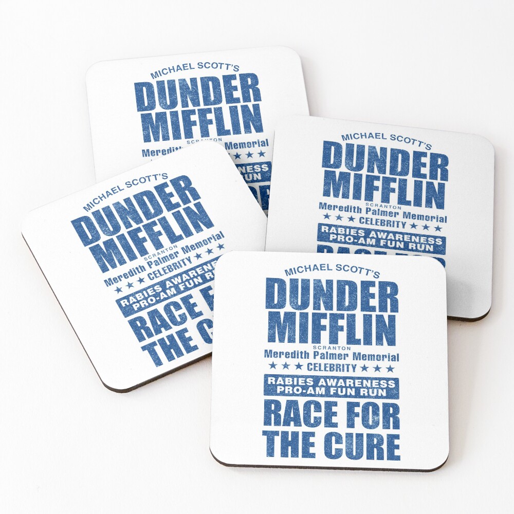 Dunder Mifflin Rabies Awareness Race for the Cure Coasters (Set of 4)