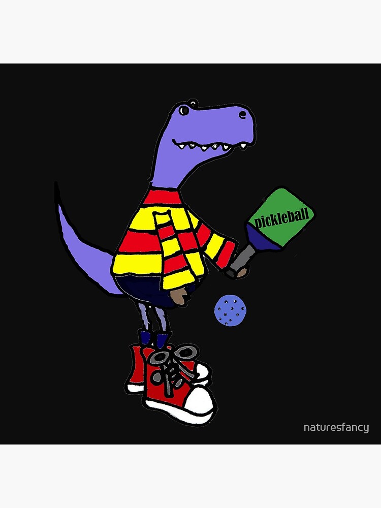 "Funny T-rex Dinosaur Playing Pickleball Cartoon" Coasters (Set of 4