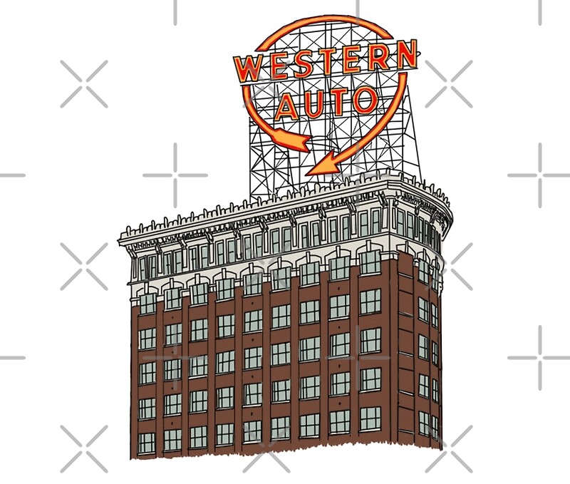 "Hand Drawn Kansas City Western Auto Building" by itsrturn Redbubble