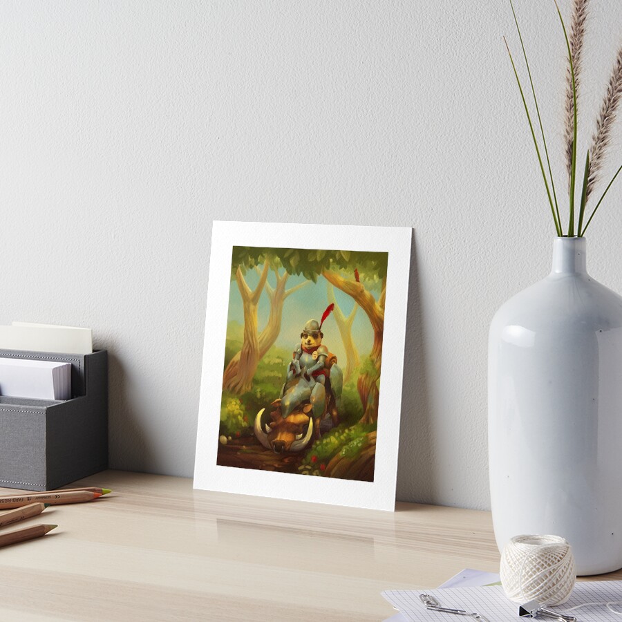 The Knight with No Worries | Digital Illustration Art Board Print