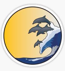 The Wave and Dolphins Sticker