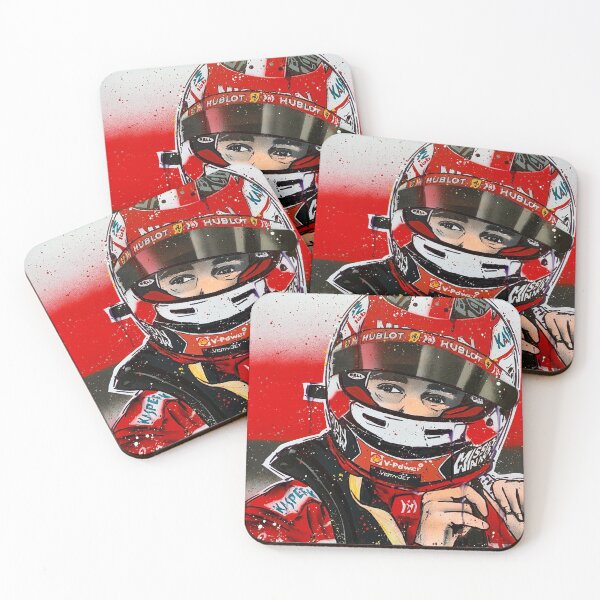 Charles Leclerc - Ferrari F1 graffiti painting by DRAutoArt Coasters (Set of 4)