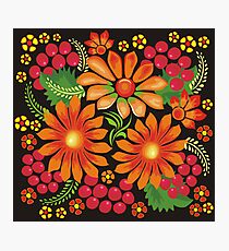 Flowers drawn in Ukrainian style Photographic Print