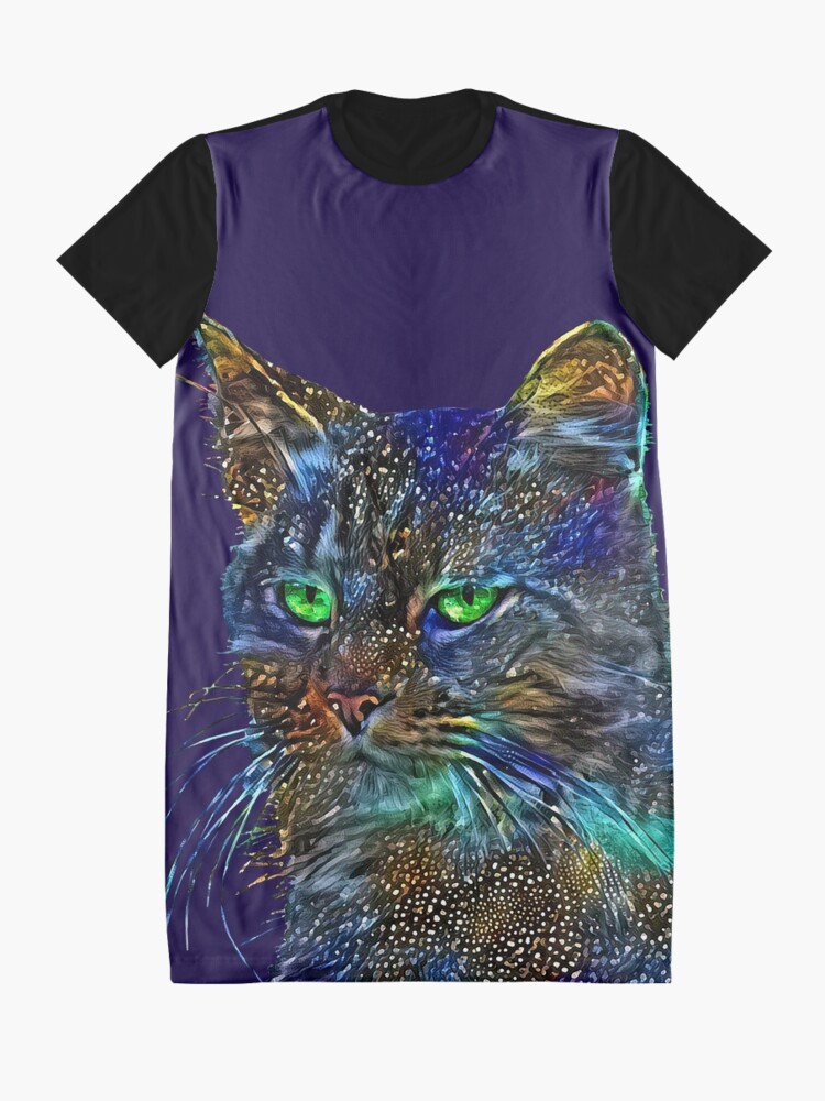 Alternate view of Artificial neural style Starry night wild cat Graphic T-Shirt Dress