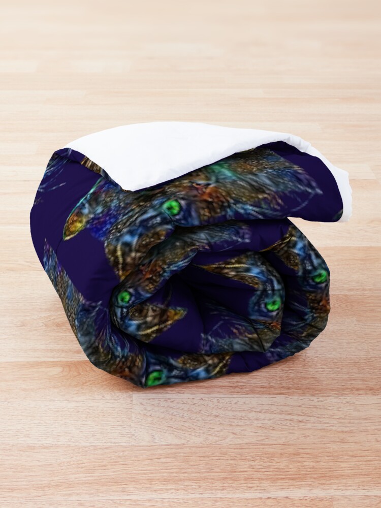 Alternate view of Artificial neural style Starry night wild cat Comforter