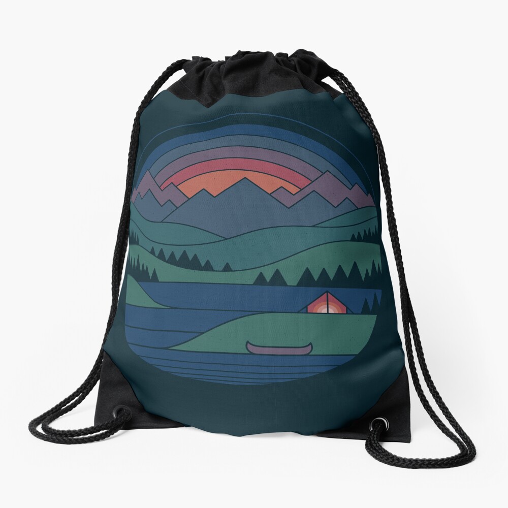 The Lake at Twilight Drawstring Bag