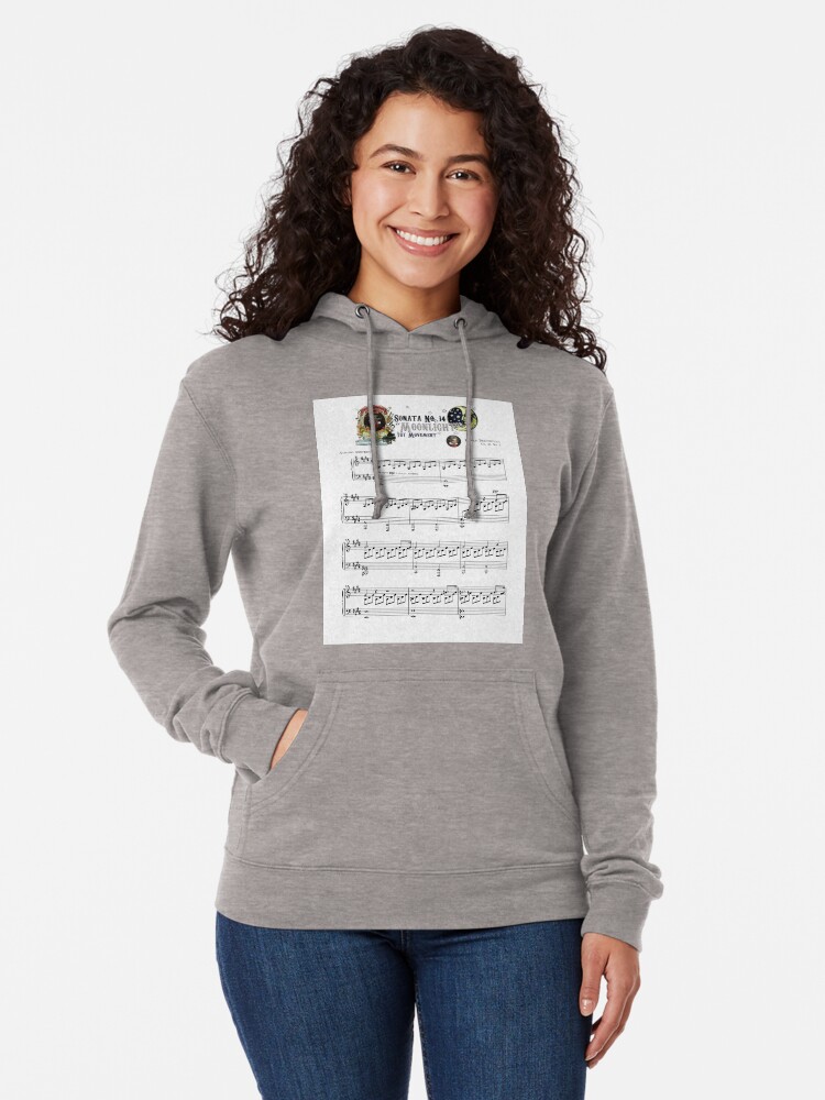 Alternate view of Beethoven Piano Sonata No.14 "Moonlight" 1st Movement Music Sheet Lightweight Hoodie