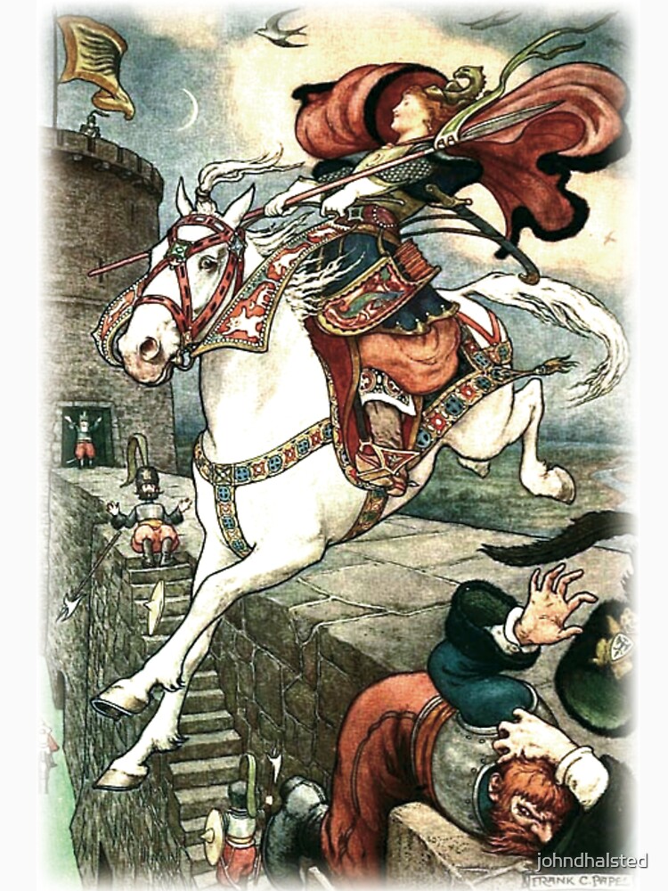 SHE PUT HER GOOD STEED TO THE WALLS AND LEAPT LIGHTLY OVER THEM from the story HOW STAVR THE NOBLE WAS SAVED BY A WOMAN’S WILES in The Russian Story Book by johndhalsted