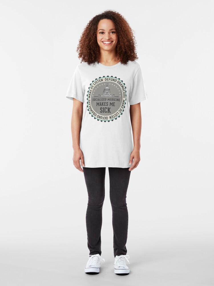 Alternate view of Defund Obamacare Slim Fit T-Shirt