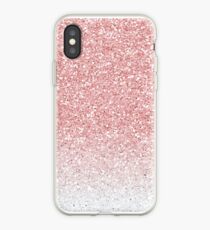 Rose Pink and White Ombre Glitter iPhone Case